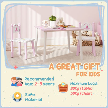 AIYAPLAY Princess Design Kids Table and Chairs Set for Activity, Art, Drawing, Toddler Table and Chairs Set for Playroom, Nursery