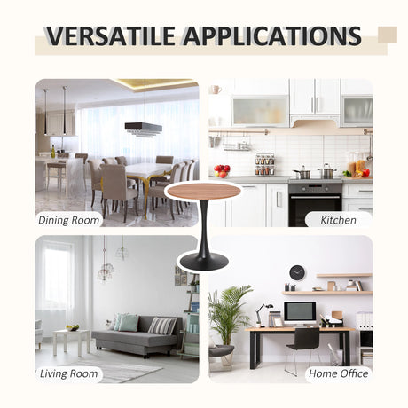 HOMCOM Modern Round Dining Table Leisure Coffee Bistro Table with Metal Base for Kitchen & Dining Room Brown