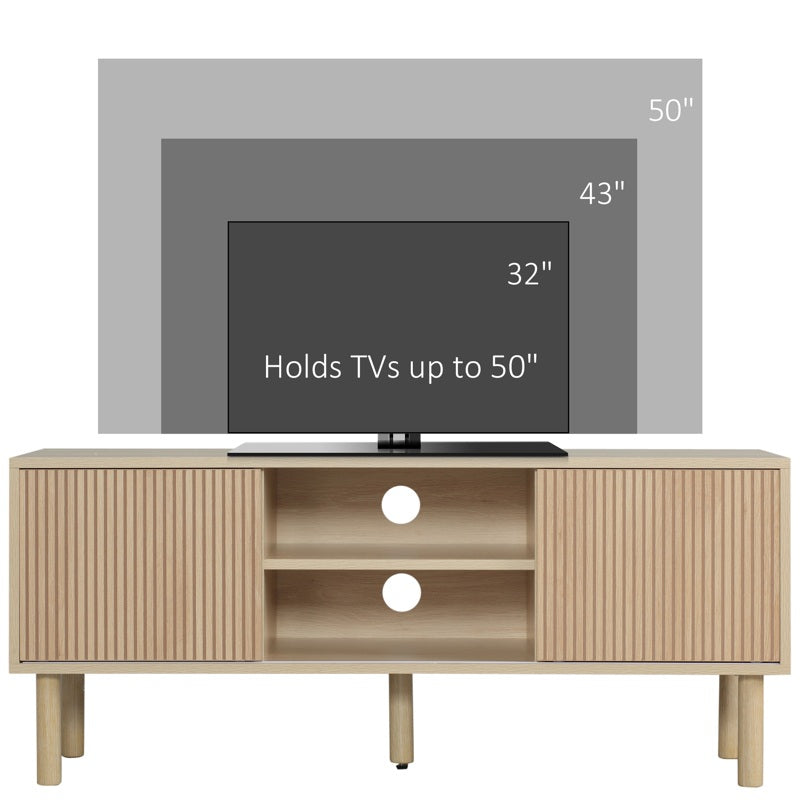 HOMCOM Sliding Door TV Cabinet Stand - Oak Wood-Effect