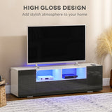 HOMCOM 16 LED Light TV Stand, with Storage - High Gloss Grey