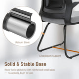 HOMCOM Desk Chair No Wheels, Office Chair with Mesh Back, Lumbar Support, Metal Base for Waiting Room, Conference Room, Dark Grey