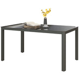 Outsunny 150cm x 88cm Aluminium Table, with Glass Tabletop - Grey