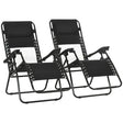 Outsunny Garden Recliner Chairs Set of 2, Outdoor Foldable Zero Gravity Chairs Set w/ Footstool and Detachable Headrest, Black