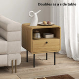 HOMCOM Bedside Table with Drawer and Open Shelf - Oak