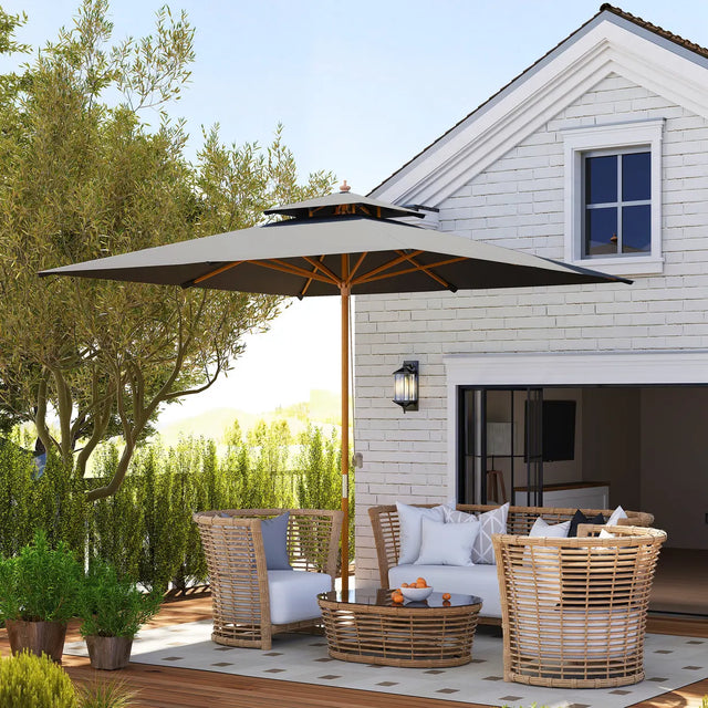 Outsunny 3 m Square Canopy Parasol - Black