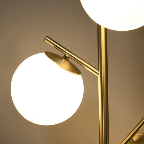 HOMCOM 3-Light Tree Floor Lamps for Living Room, Modern Standing Lamp for Bedroom with Globe Lampshade, 3000K/4000K/6000K Colour Temperatures, Steel Base, Gold Tone