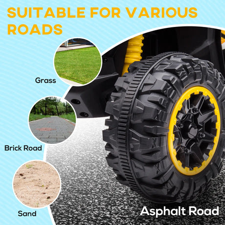 HOMCOM 12V Ride-On Quad Bike w/ Music, Horn, for Ages 3+ Years - Yellow