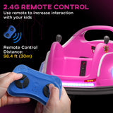 AIYAPLAY Angry Bird Licensed Waltzer Car, 12V Kids Bumper Car w/ Joysticks, Remote, Music LED Lights, Pink