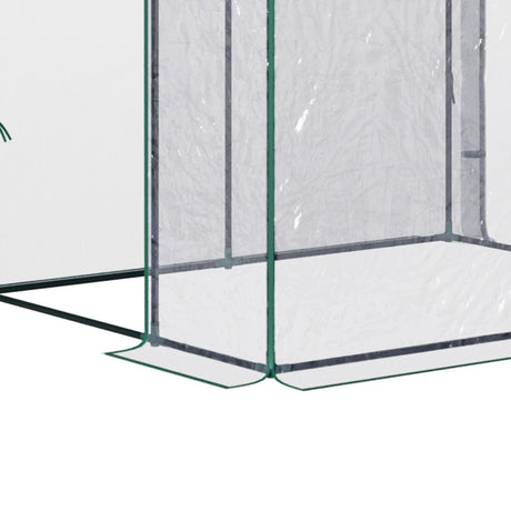 Outsunny Outdoor Walk-In Lean to Wall Tunnel Greenhouse w/ Zippered Roll Up Door PVC Cover, Clear, Green 143cm x 118cm x 212cm