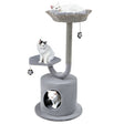 42" Tall Cat Tower with Curved Metal Supporting Frame for Large & Small Cats-Gray