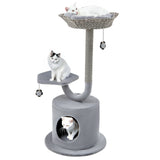 42" Tall Cat Tower with Curved Metal Supporting Frame for Large & Small Cats-Gray