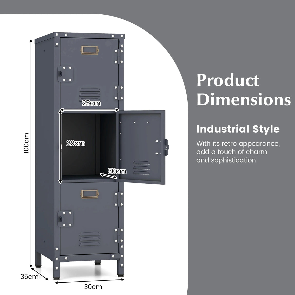 3-Tier Metal Organizer Storage Locker with Lockable Doors and Name Tags