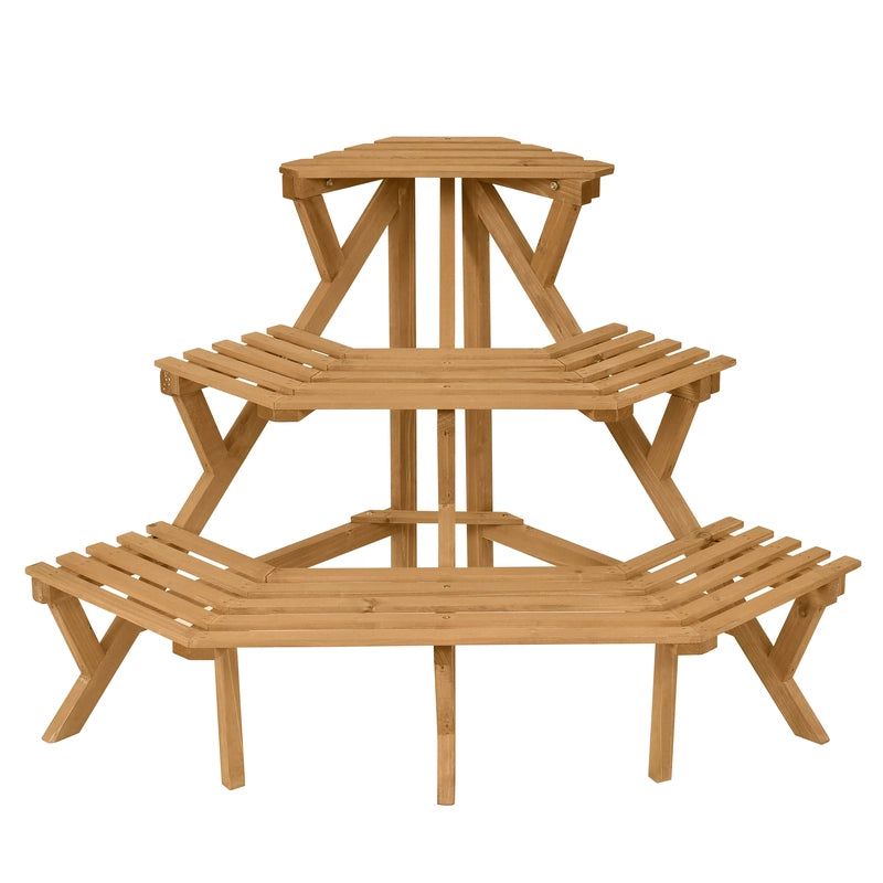 3 Tiers Wooden Corner Plant Ladder Pot Holder Rack