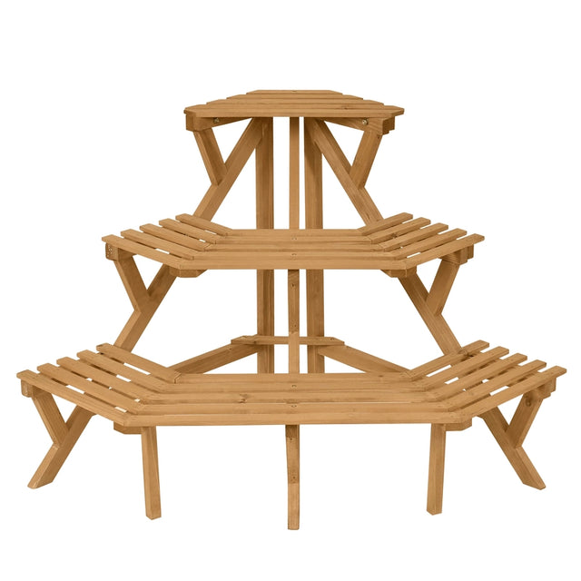 3 Tiers Wooden Corner Plant Ladder Pot Holder Rack