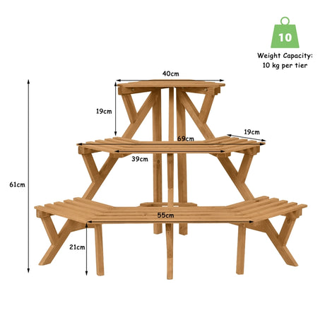 3 Tiers Wooden Corner Plant Ladder Pot Holder Rack