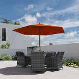 Outsunny 2.5m Wood Garden Parasol Sun Shade Patio Outdoor Wooden Umbrella Canopy, Table Market Umbrella with Vent, 38mm Pole, Rope Pulley Mechanism, Orange