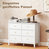 HOMCOM Fluted Dresser, 6 Drawer Chest of Drawers for Bedroom, Living Room, Hallway, Closet, White