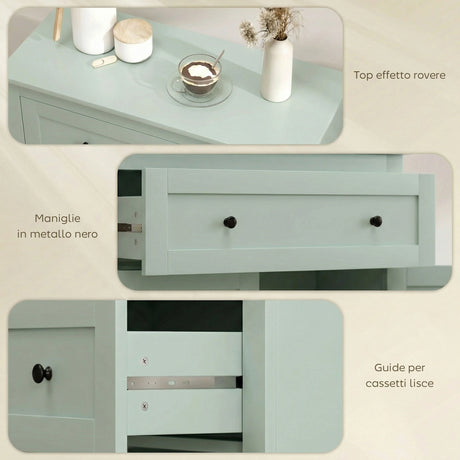 HOMCOM Sideboard Storage Cabinet, Modern Kitchen Cupboard with Adjustable Shelf, Drawer and Double Doors, Green