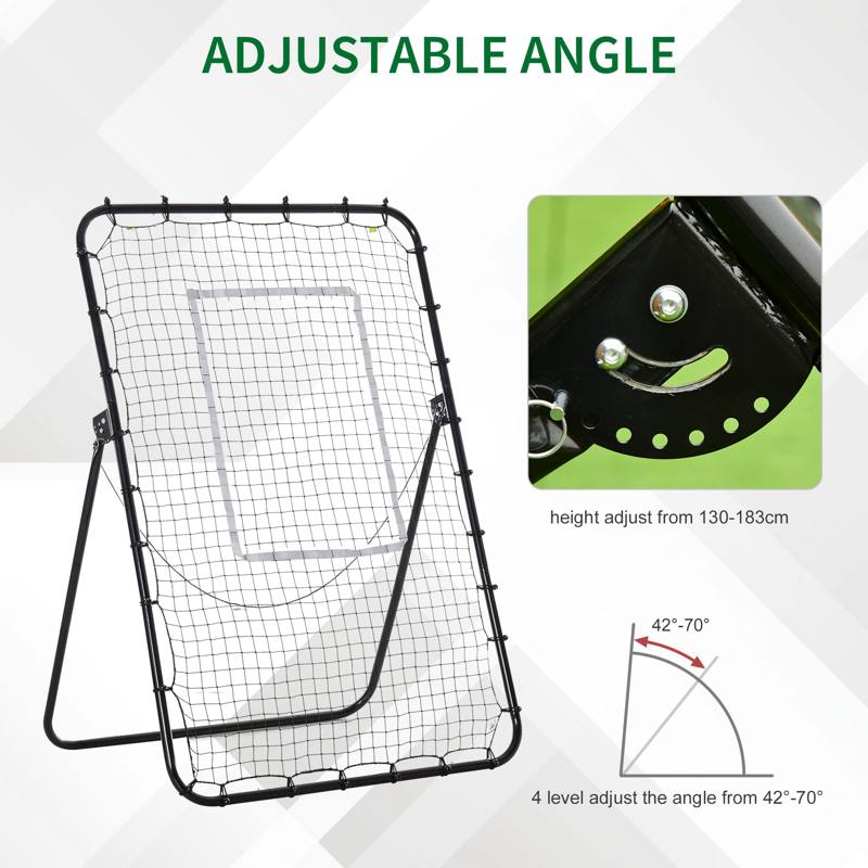 HOMCOM Foldable Football Rebounder Net, with Adjustable Angles - Black