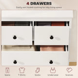 HOMCOM Modern Chest of Drawers, 4 Drawer Dresser Clothes Storage Organiser for Living Room, Hallway, Entryway, White