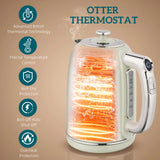 HOMCOM Polished Retro 40-100C Kettle and Toaster Set - Grey