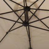 Outsunny 3M Banana Parasol Hanging Cantilever Umbrella W/ Cross Base Hand Crank Aluminium Frame 360Rotation Hand Crank-Beige