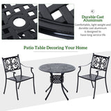 Outsunny 85cm Round Garden Table with Umbrella Hole, Aluminium Grid Motif Outdoor Dining Table for Garden Patio, Black