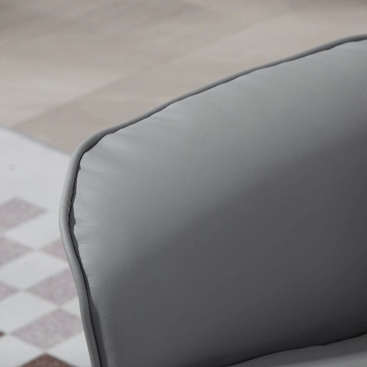 HOMCOM Swivel Recliner Chair with Footstool, PU Leather Armchair and Ottoman with High Back and Round Base for Living Room, Light Grey