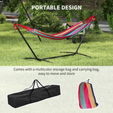 Outsunny 298 x 117cm Hammock with Stand Camping Hammock with Portable Carrying Bag, Adjustable Height, 120kg Load Capacity, Multicolour