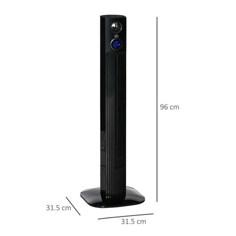 HOMCOM 38" Freestanding Tower Fan Cooling with Aroma Function, Oscillating, 12h Timer, LED Sensor Panel, Remote Controller, 3 Modes, for Bedroom, Black