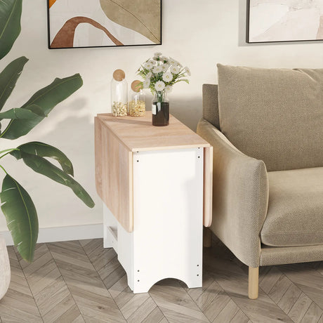 HOMCOM Foldable Dining Table Drop-Leaf Folding Desk Side Console with Storage Shelf for Kitchen,Dining Room