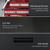 HOMCOM Two-Part Tool Storage Chest on Wheels - Black/Red