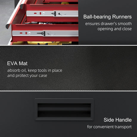 HOMCOM Two-Part Tool Storage Chest on Wheels - Black/Red