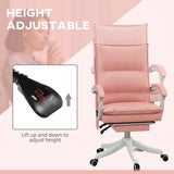 Vinsetto Vibration Massage Office Chair with Heat, Ergonomic Computer Desk Chairs, Faux Leather Desk Chair with Footrest, Armrest and Reclining Backrest, Pink