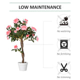 Outsunny Artificial Plants Pink Rose Floral in Pot, Fake Plants for Home Indoor Decor, 90cm