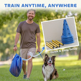 PawHut Dog Agility Equipment Set of Six Cones, Six Poles with Carry Bag, Three-Piece Adjustable Height Jumping Obstacles, Blue