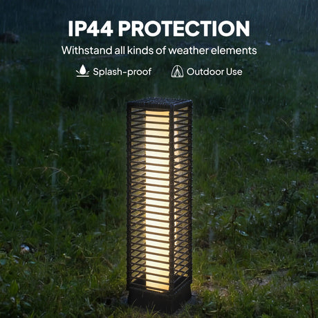 Outsunny Garden Rattan Lamp, 68 cm Solar Rattan Floor Lamp, Solar Garden Light with Auto On/Off LEDs, IP44 Waterproof, Black