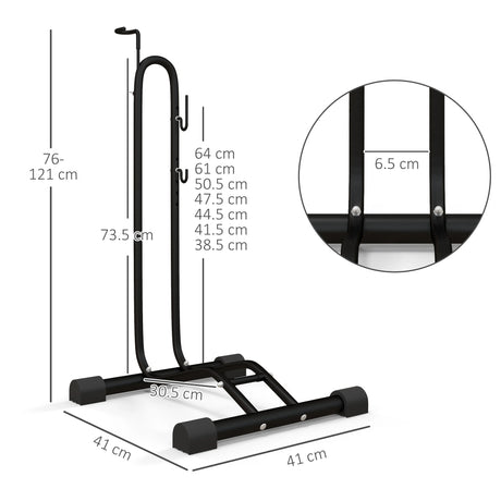 SPORTNOW Vertical and Horizontal Bike Rack Bicycle, Storage Stand with Adjustable Hooks, for 24"-29" Wheels, 700c Bike