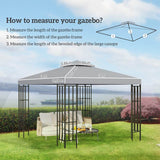 Outsunny 3(m) Gazebo Top Cover Double Tier Canopy Replacement Pavilion Roof Light Grey