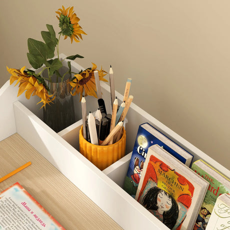AIYAPLAY Kids Desk and Chair Set, Children Study Table with Storage and Shelves for Study Room, Gift for 3-8 Years, Natural