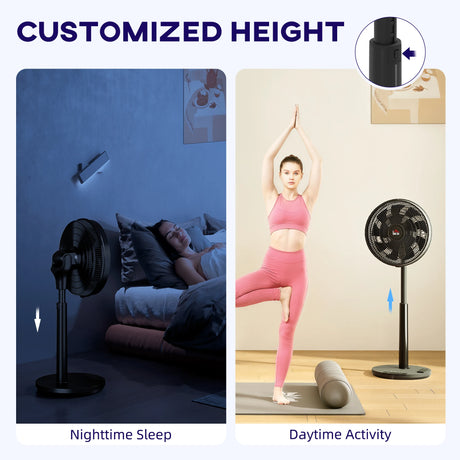 HOMCOM Pedestal Fan with Oscillating, Tilt, Adjustable Height, Black