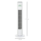 HOMCOM 30'' Freestanding Tower Fan, 3 Speed 3 Mode, 10h Timer, 70 Degree Oscillation, LED Light, 5M Remote Controller, White