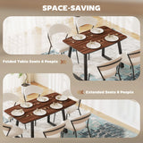 HOMCOM Extendable Dining Table Rectangular Wood Effect Tabletop for 4-6 People with Steel Frame & Hidden Leaves for Kitchen, Dining Room, Living Room