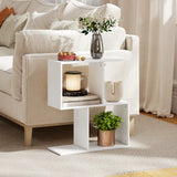 HOMCOM Side Table, Narrow End Table with Storage Shelves, S-Shaped, 3-Tier, 50W x 19.5D x 58H cm, White