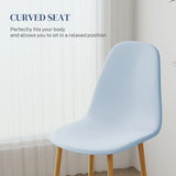 HOMCOM Modern Dining Chairs Set of 4, Kitchen Chairs with Backrest and Steel Legs for Dining Room, Living Room, Light Blue