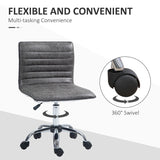 HOMCOM Adjustable Swivel Office Chair with Armless Mid-Back in Microfibre Cloth and Chrome Base - Grey