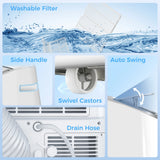 HOMCOM 14000 BTU Mobile Air Conditioner, 35m2, Smart Home WiFi, with Dehumidifier, Fan, 24H Timer, Window Kit, White