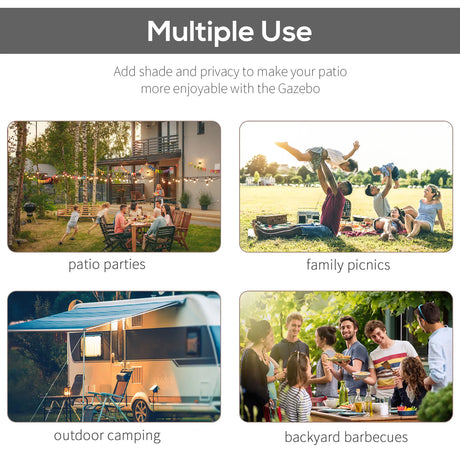 Outsunny 3 x 2.5 Patio Metal Gazebo Metal Frame Pergola with Extendable Canopy for Family Outdoor Shelter, Charcoal Grey