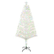 HOMCOM 5 Feet Prelit Artificial Christmas Tree with Fiber Optic LED Light, Holiday Home Xmas Decoration, White