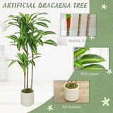 HOMCOM 120cm Artificial Dracaena Tree with Bendable Trunks - Green